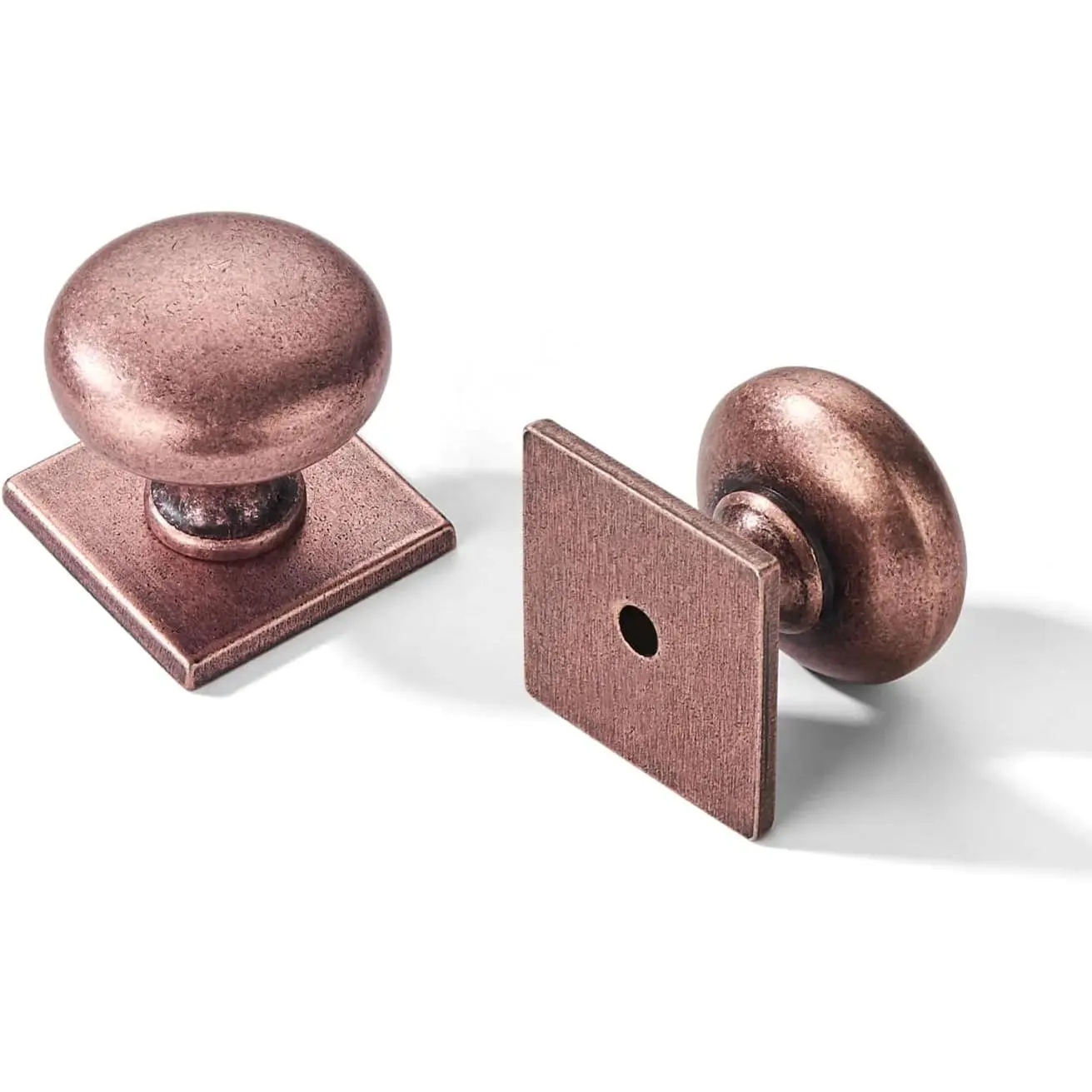 2 Pack 1-1/4 inch Backplate for Cabinet Knobs Antique Copper Drawer Hardware  Aged Knobs with Backplate
