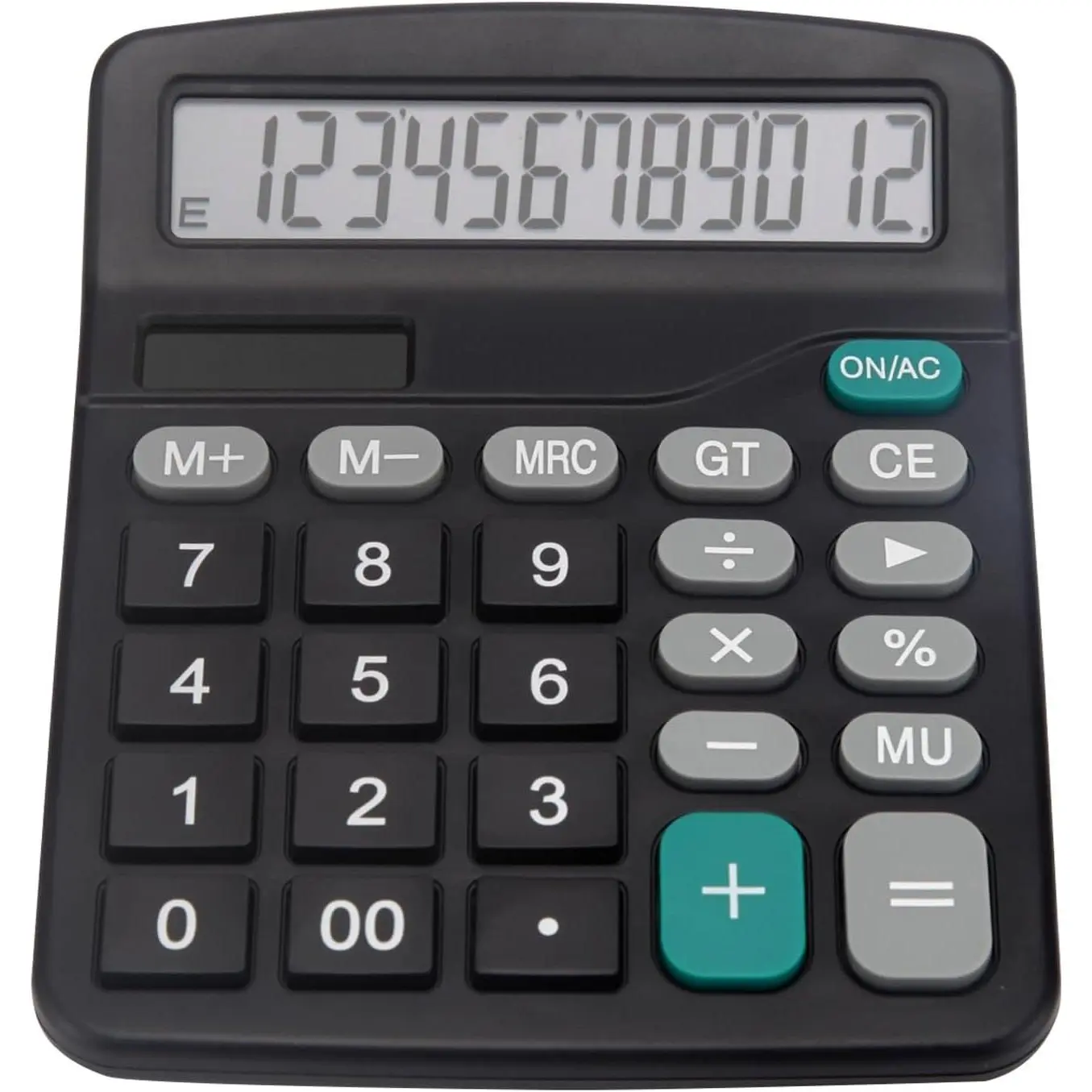 Desk Calculator,  Office Calculator with 12 Digits Large Display,  Solar Power and , 4 Function Simple Calculation, Big Button for Office  School(Black)