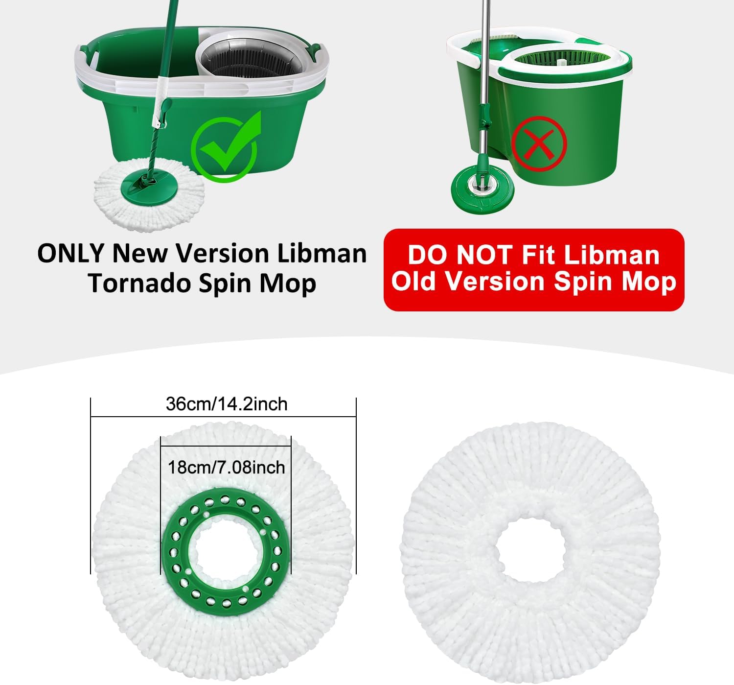 Mop  Replacement for Libman Tornado Spin Mop Thick Microfiber Spin Mop Refill Heads for Libman Tornado Spin Mop System, Easy to Replace and Machine Washable, Wet Dry Clean (White, 3 Pack)