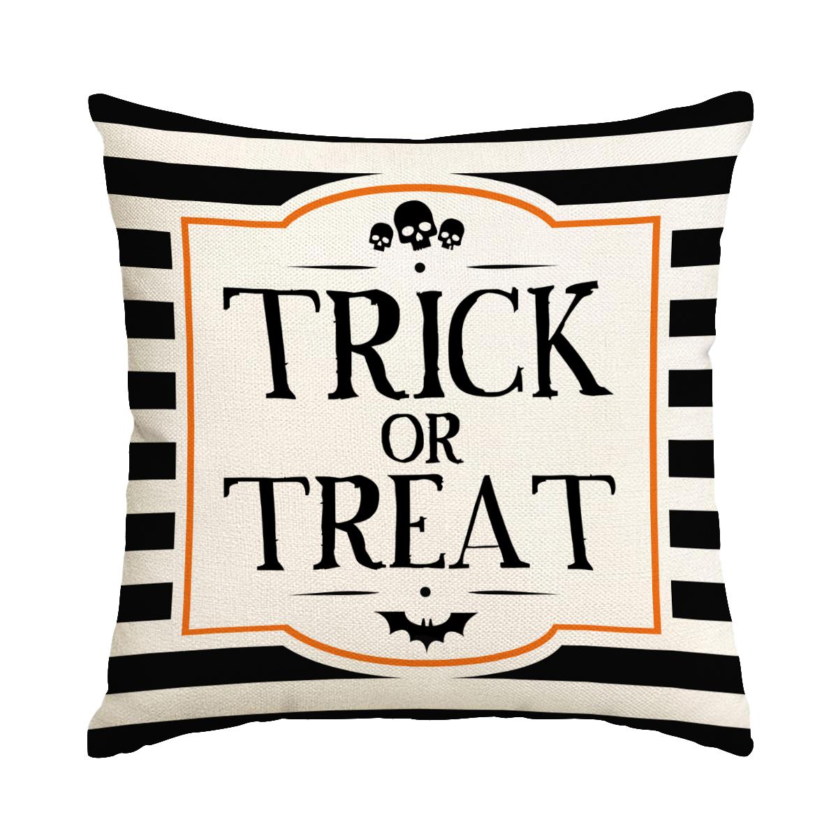 Halloween Themed Pillow Cover, 4 Counts/set Pumpkin & Cat & Skull Pattern Cushion Cover without Filler, Halloween Decoration, Decorative Pillow Cover for Home Sofa Bed