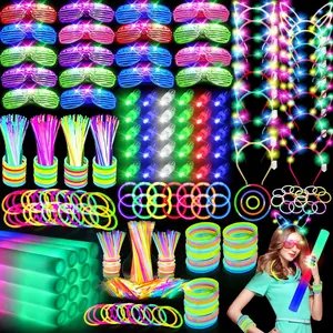 282 PCS Glow in the Dark Party Supplies, 18 Foam Sticks, 18 LED Glasses, 200 Glow Sticks, 30 Finger Lights, 8 Bunny Ear Headband and 8 LED Cat Ear Headband for Wedding,Birthday,Concert,New Yearfidget toys