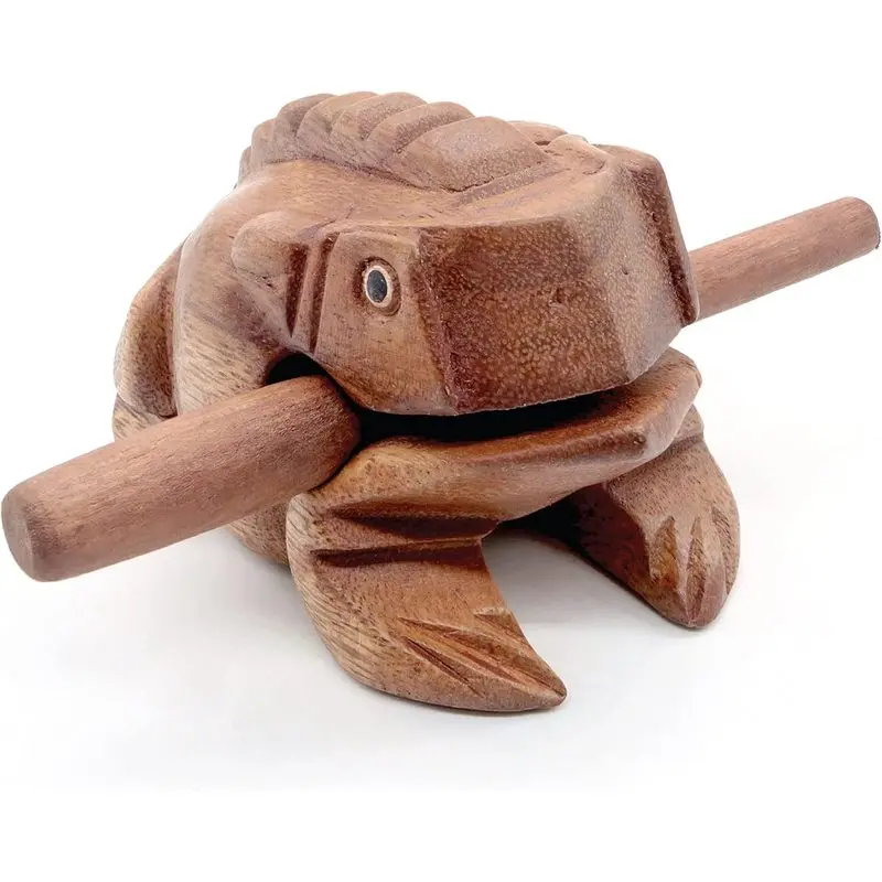 Outdoor activities4" Frog Guiro Rasp - Small Instrument Musical Wooden Percussion Wood Block Instrument of Frog Noise Maker and Cool Music Gifts Ideas Fun Weird Instruments for Adults Made from Nature Wood
