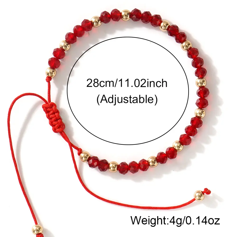 Natural Crystal! Bohemian Minimalist 1pc Red/Green/Blue Bracelet - Handwoven Women's Bangle Symbolizes Money, Wealth, Couple's Bracelet, Suitable for Daily Wear, Holiday Gift for Family, Friends, Husband, Father, Boyfriend, New Year Gift, V
