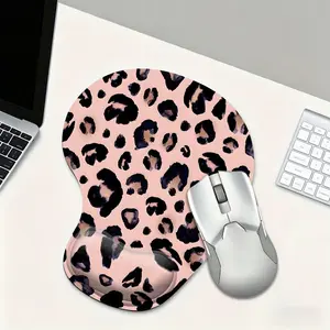 Y2K Pink Leopard Print Wrist Rest Mouse Pad, Non-Friction Silicone Gel Steady Mousepad, Anatomical Joint Aligning Desk Liner, Cute Friend Office Gifts for Laptop