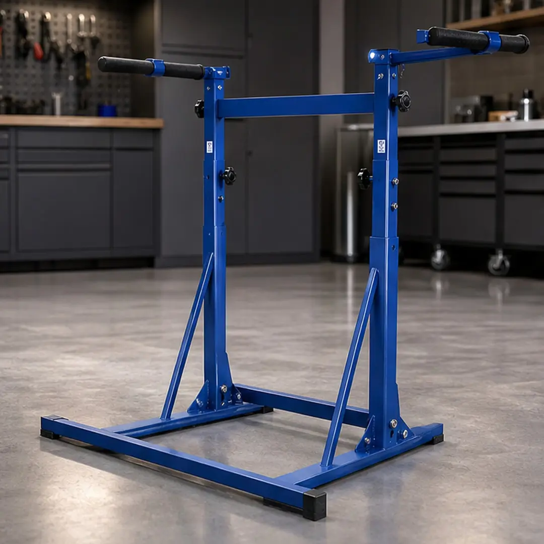 ARCH Folding Bumper Stand Heavy Duty Steel Auto Body Panel Repair Paint Holder 200 lb Capacity Adjustable Height 34.5-47 Inches Extendable Arms for Sanding Priming Storage Garage Workshop Blue, Blue Color Options, Steel Material, Product Dimensions: