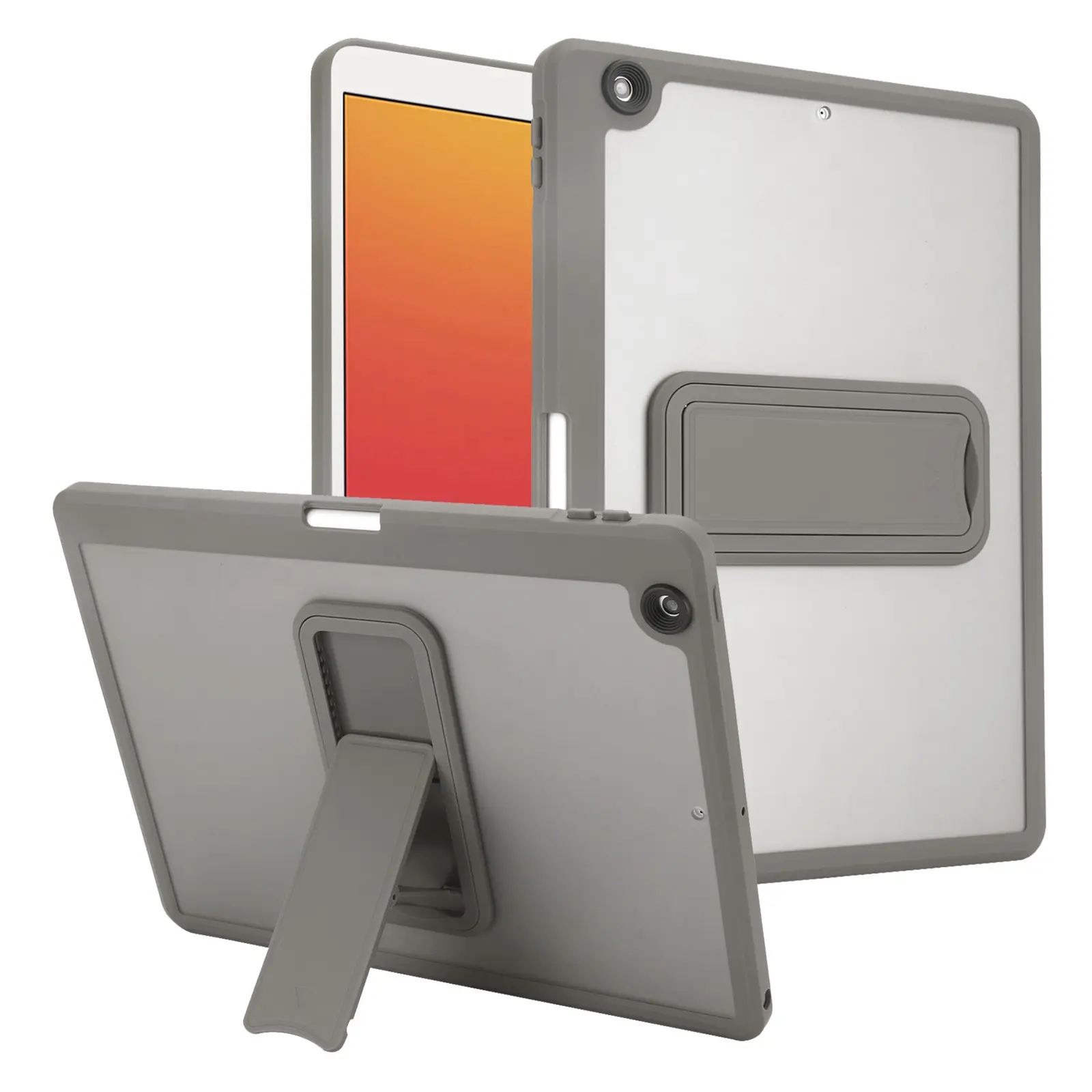 For iPad 7/8/9 Case with Pen Slot and Stand, 10.2 Inch Matte Transparent Tablet Cover, Shockproof and Drop-Proof Hard Shell Protector