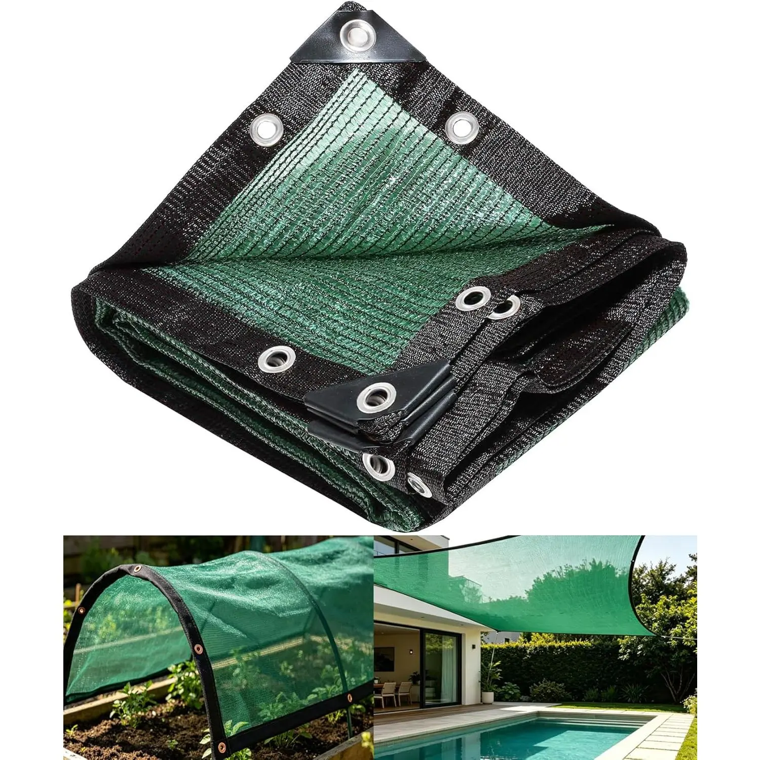 70% Green Shade Cloth with Grommets, 8 FT x 20 FT Heavy-Duty Synthetic UV Blocking Mesh Tarp for Outdoor Gardening Sun Protection, Chicken Coop
