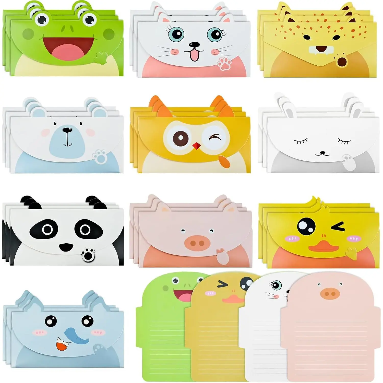 30 count  Cartoon Letter Writing Stationery Paper, Greeting Card Envelopes, Thank You Card,  Birthday Party Invitation Cards