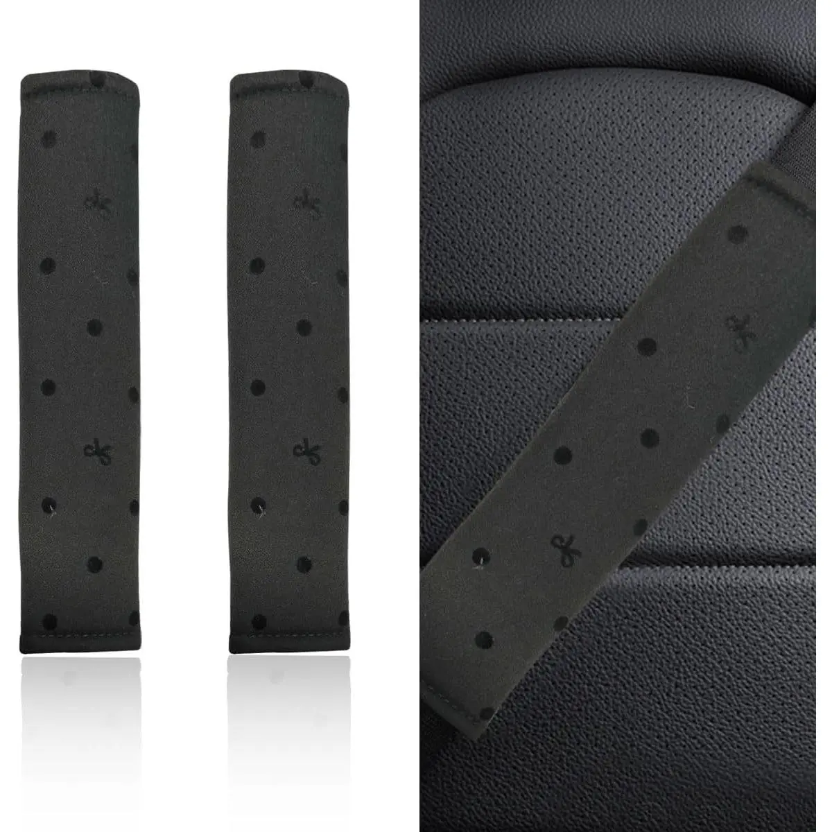 2 count Polka Dot  Seat Belt Cover Pad, Soft Breathable Auto Seat  Pads for Comfortable Driving,  Seatbelt Cover, Seatbelt Protector Cushion for   (Black)