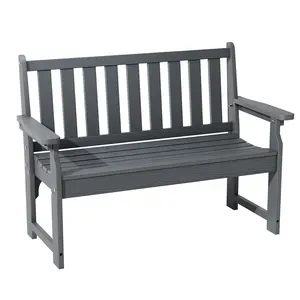 All-Weather Outdoor Bench, 2-Person Poly Lumber Garden Bench with 800lb Capacity