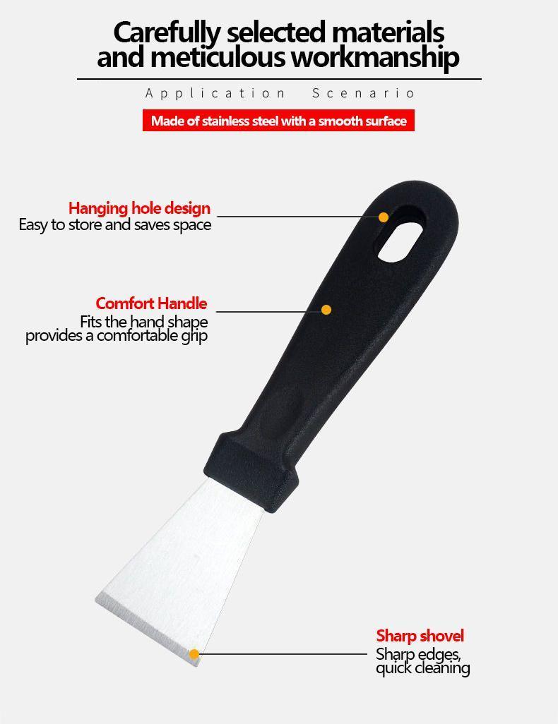 Kitchen scraper, range hood cleaner, pot bottom descaling tool, thickened stainless steel spatula.