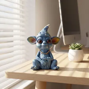 1pc Blue Alien Resin Craft Ornament, Home Decor Item, Goblin Resin Statue, Entryway Living Room Bookshelf Decoration, Gift Idea