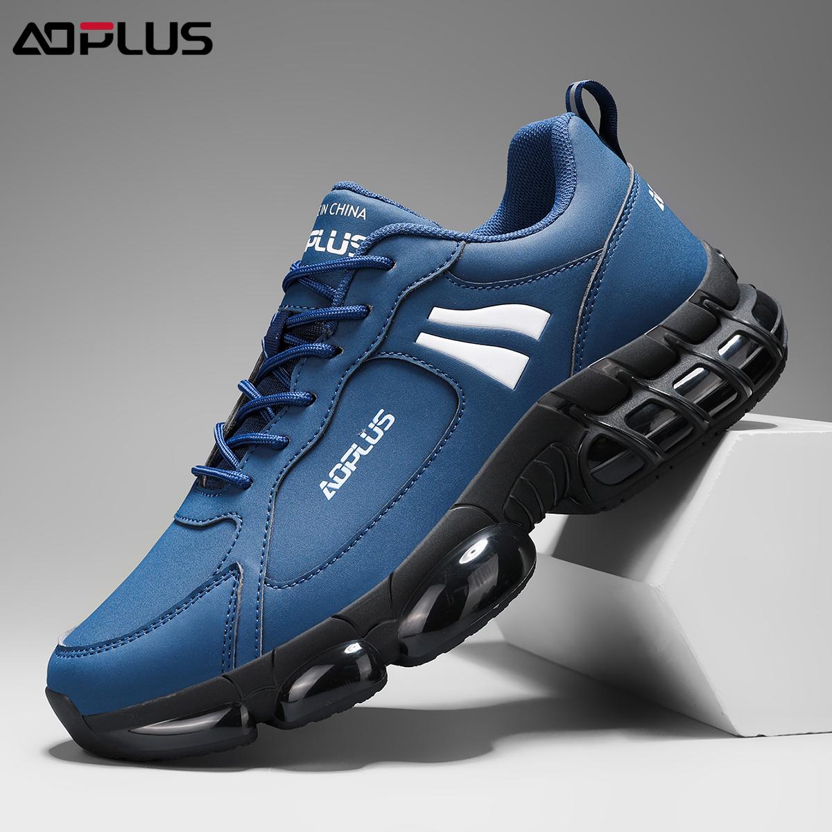 Black Samurai AOPLUS Sneakers: All-black cool style with white logo, air-cushion sole for soft cushioning, non-slip & durable for commute/light sports, comfy versatile & leg-lengthening, easy to wear daily!