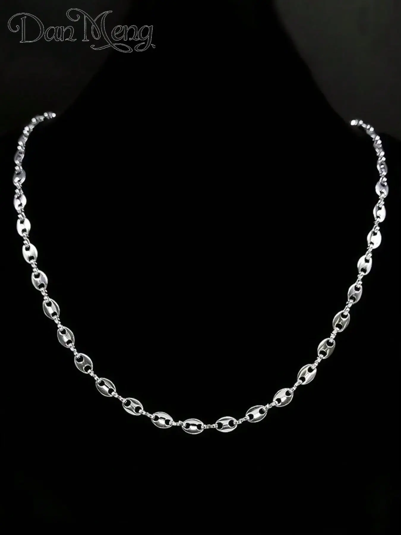 Unisex silver coffee bean necklace pig nose chain clavicle pendant hip hop jewelry men and women