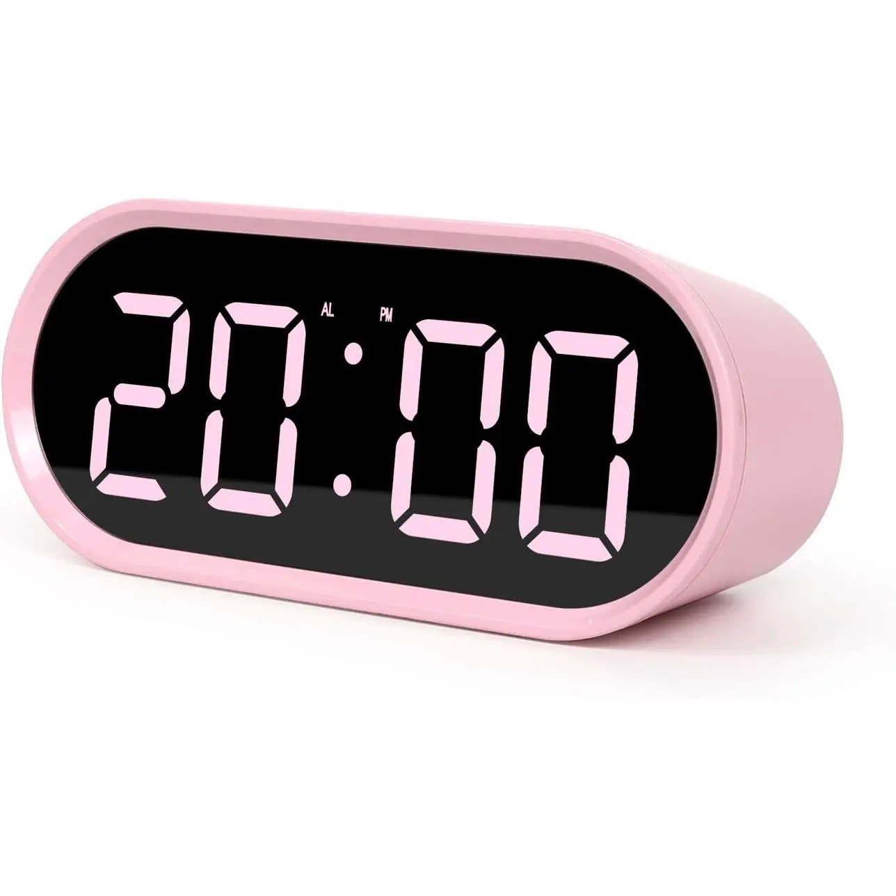 Digital Alarm Clock with Mirror LED Display, Pink - Nightlight, Snooze, Temperature, Battery Operated, Cute Mini Desk Clock for Bedroom Living Room OfficeGift