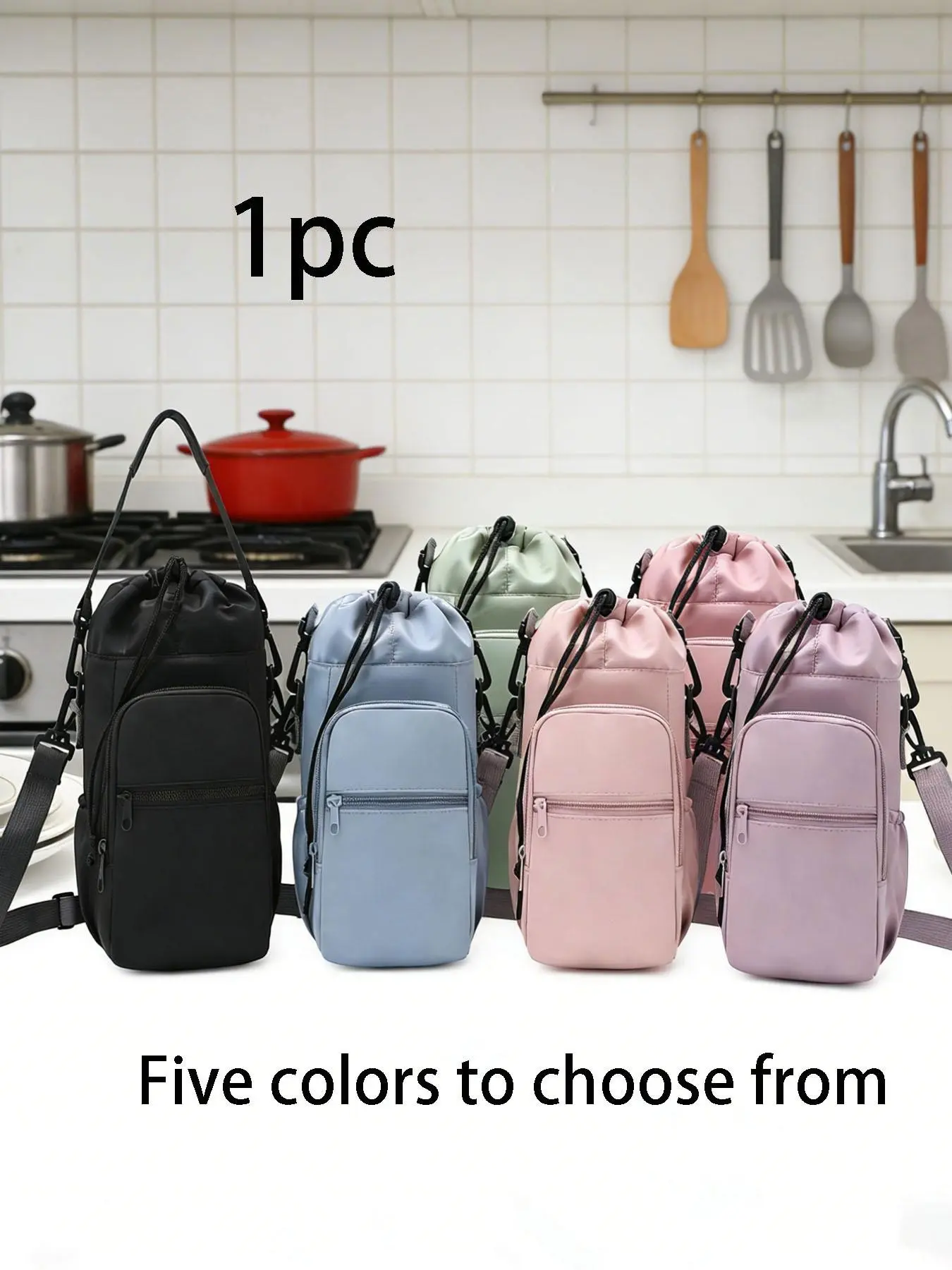 Water Bottle Crossbody Bag, Adjustable Strap, Multi-Pocket Design, Portable, Fits 40oz Insulated Bottles, Ideal for Hiking, Travel & Outdoor Activities