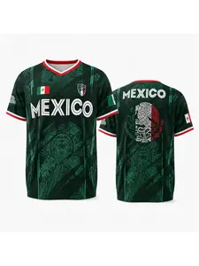 2026 Mexico Soccer Team Jersey, Chichen Itza Pyramid Retro Football T-Shirt, Full Print Classic Vintage Sports Top, Casual Long Sleeve