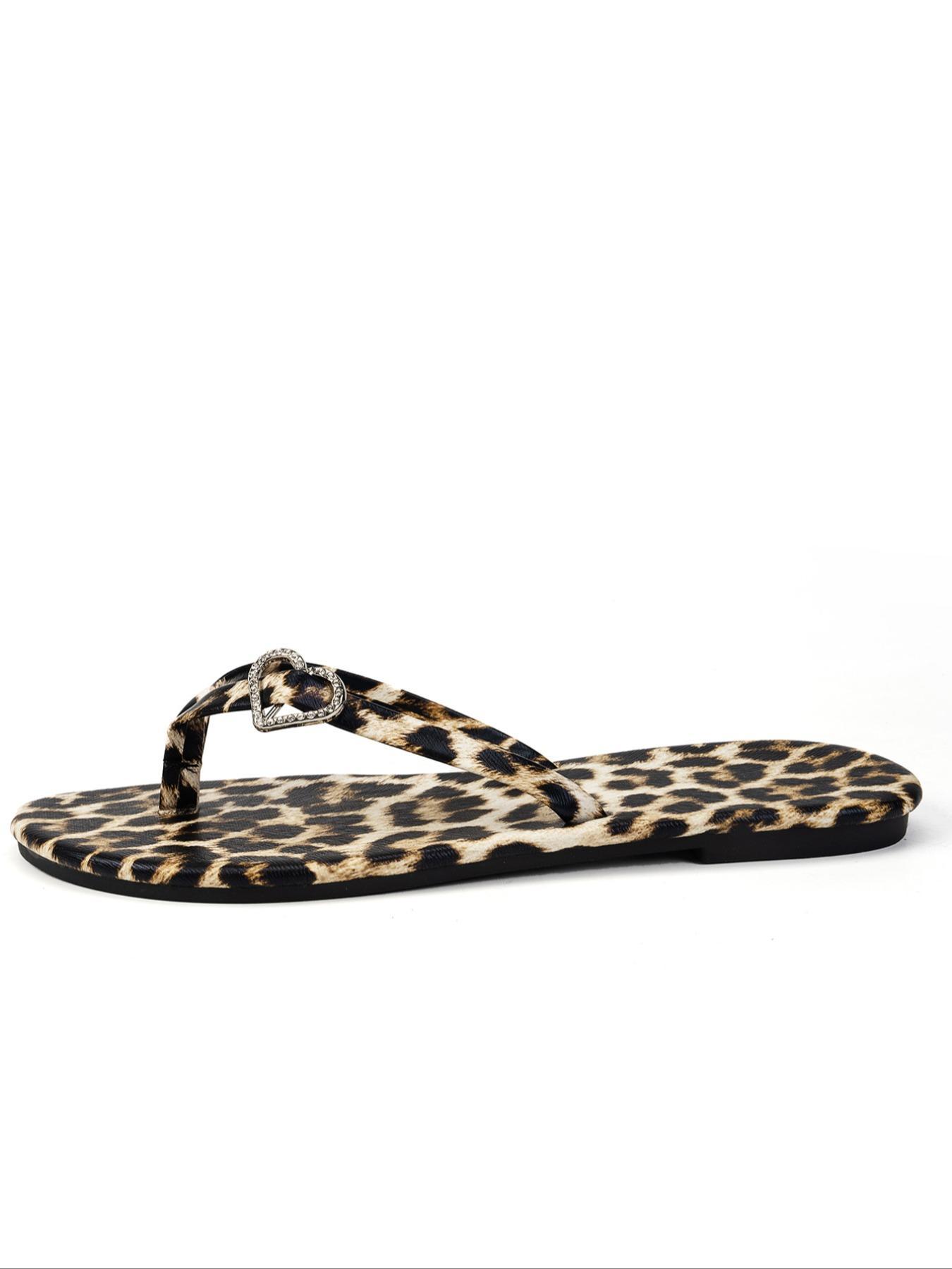 Women's Fashion Leopard Print Flip Flops, Casual Comfortable Footwear for Summer, Lightweight Breathable Shoes for Beach Vacation