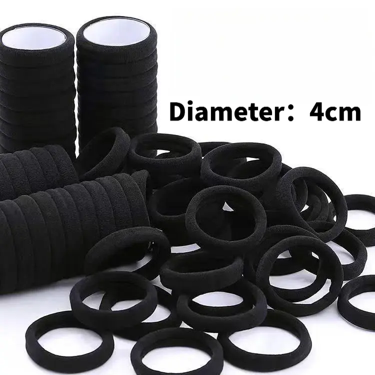 4cm Soft Seamless Cotton Hair Ties, Thick Stretch Elastic Hair Bands, No Crease Damage Free Ponytail Holders, Hair Elastics for Women Girls, Black Macaron Fluorescent Morandi Mixed Coffee, 50/100/200 Pcs OPP Bag Daily Sports Hair Accessories