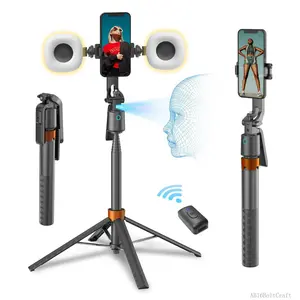 Auto Face Tracking Tripod for iPhone 70" with Light and Gesture Control, Selfie Stick for Video Recording & TikTok Live Streaming & Content Creator tripol movingAB16BoltCraft