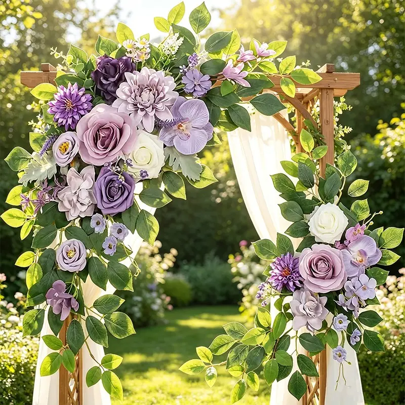 2-Pack Rose Hanging Corner Flowers, French Countryside Morandi Artificial Floral Arrangement, Wedding Party Decor, Floral Decoration, Artificial Roses
