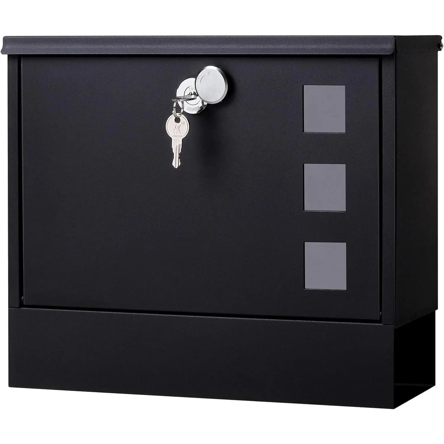 Locking Wall Mount Mailbox with Key Lock for Outdoor Front Door Fence, Large Capacity Letter Box, 14.3 x 4.1 x 11.8 Inch, Black, SM-HPB911BNGift