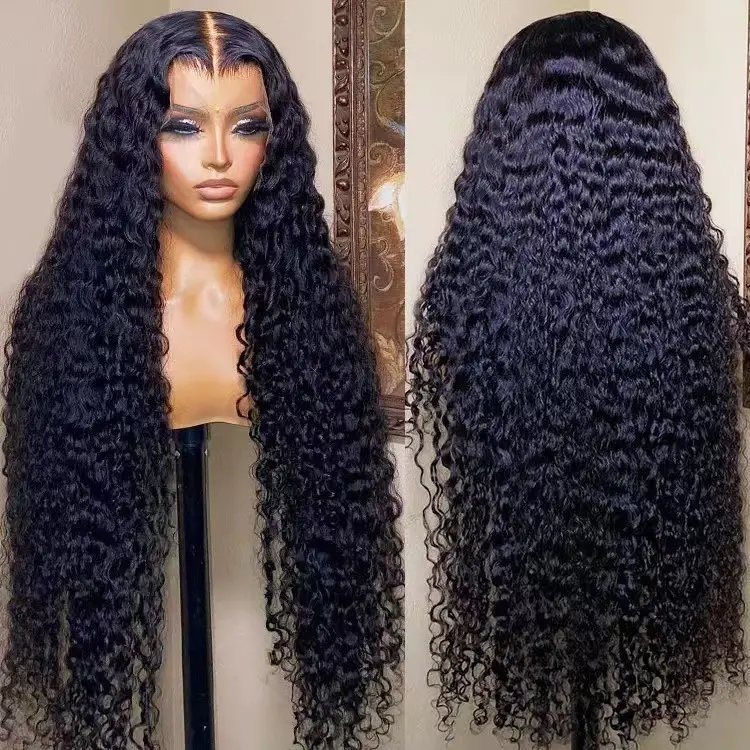 13x6 Deep Wave Lace Front Wig, women's middle-parted small curly long hair wig