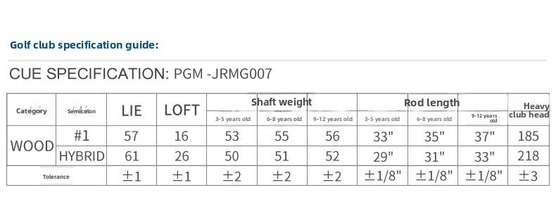 PGM Golf Clubs – Large-Volume Driver, Fairway Wood, and Hybrid – For Boys and Girls – Beginner Set for Children