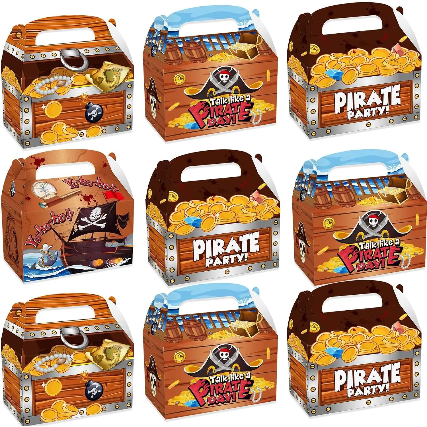 12 count Treasure  Chest Boxes Pirate Treasure Chest Party Favor Box Present Goodie Boxes for Halloween  Pirate Theme Party Supplies