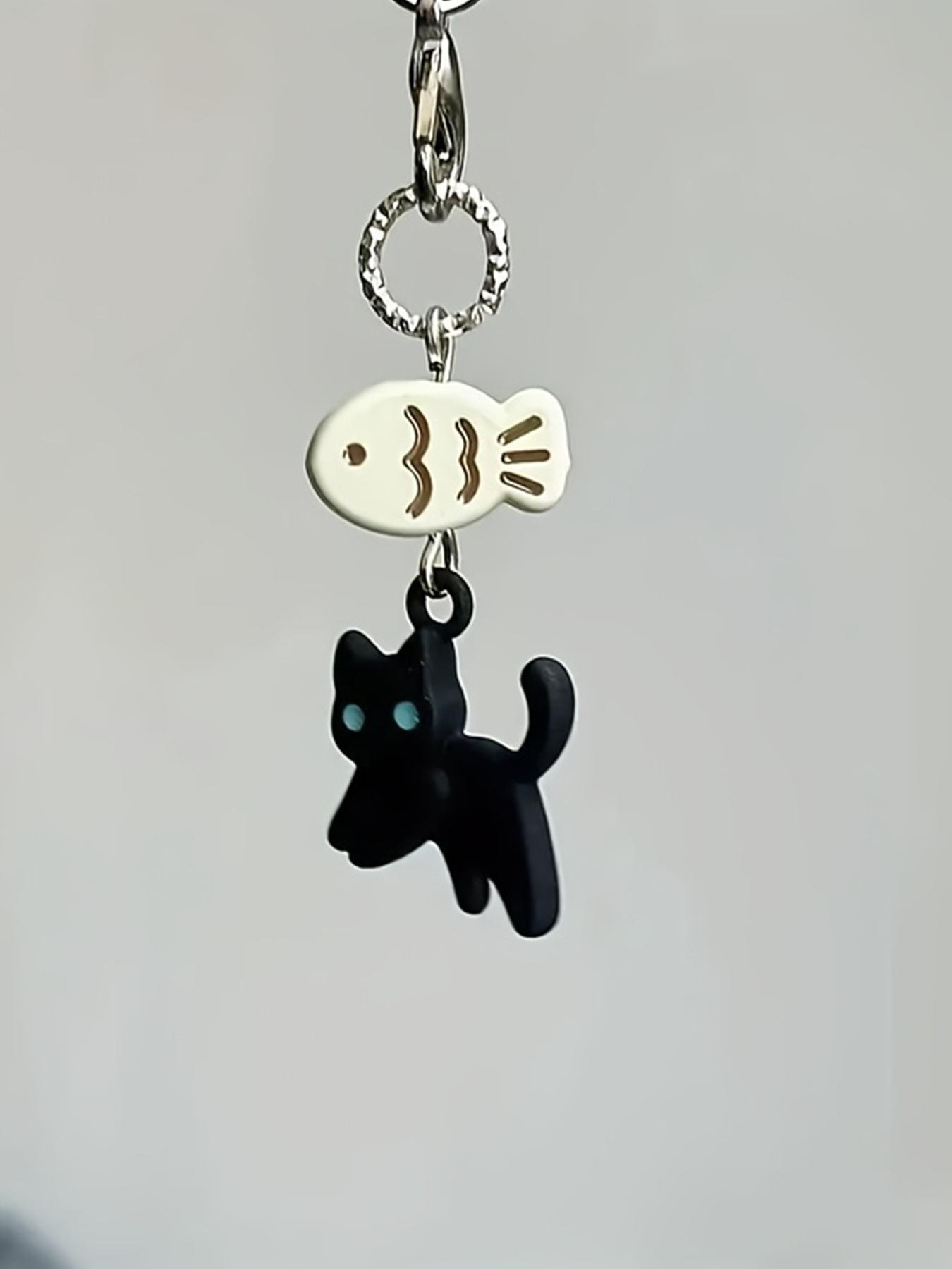 Cute Cat & Fish Design Keychain, Trendy Cute Keychain, Animal Shaped Pendant for Camera, Phone, Backpack, Fashion Accessories for Women & Men