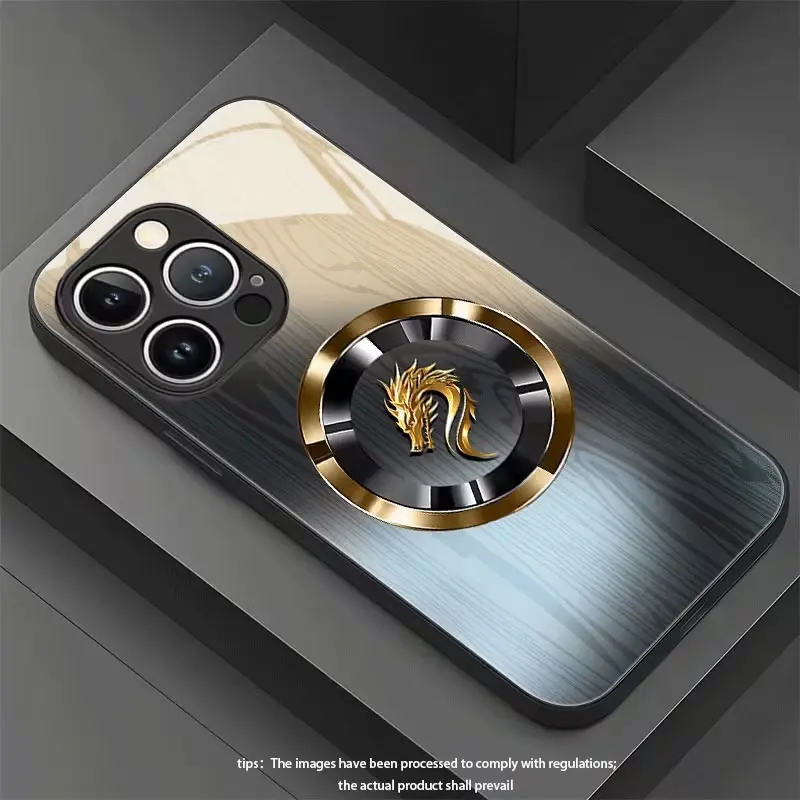 Gradient textured gold dragon phone case for iPhone 5/6/6 Plus/6S/6S Plus/7/7 Plus/8/8 Plus/SE/SE (2020)/SE (2022)/X/XR/XS/XS Max Hard Case glass texture Simple design new styles Phone Case