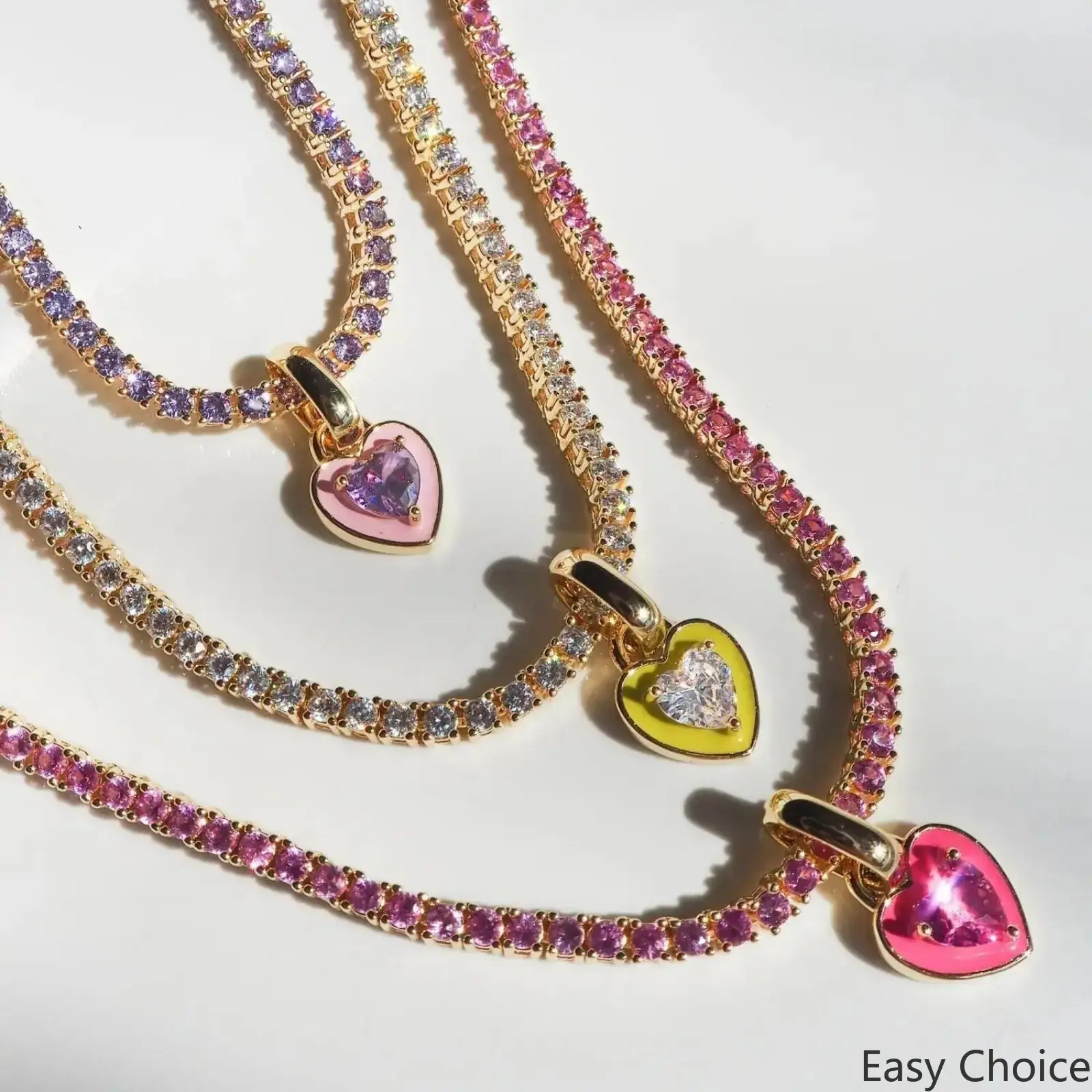 Light Luxury Tennis Chain Choker Necklace For Women, European American Style Inlaid With Multi-Color Cubic Zircon And Emerald Stone, Anti-Fade Short Neck Jewelry For Daily Versatile Outfit Styling