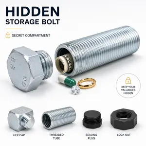 Flashtik Hidden Storage Bolt Secret Compartment, Realistic Metal Screw Safe, 5.5cm Discreet Stash Container for Cash, Jewelry, Small Valuables