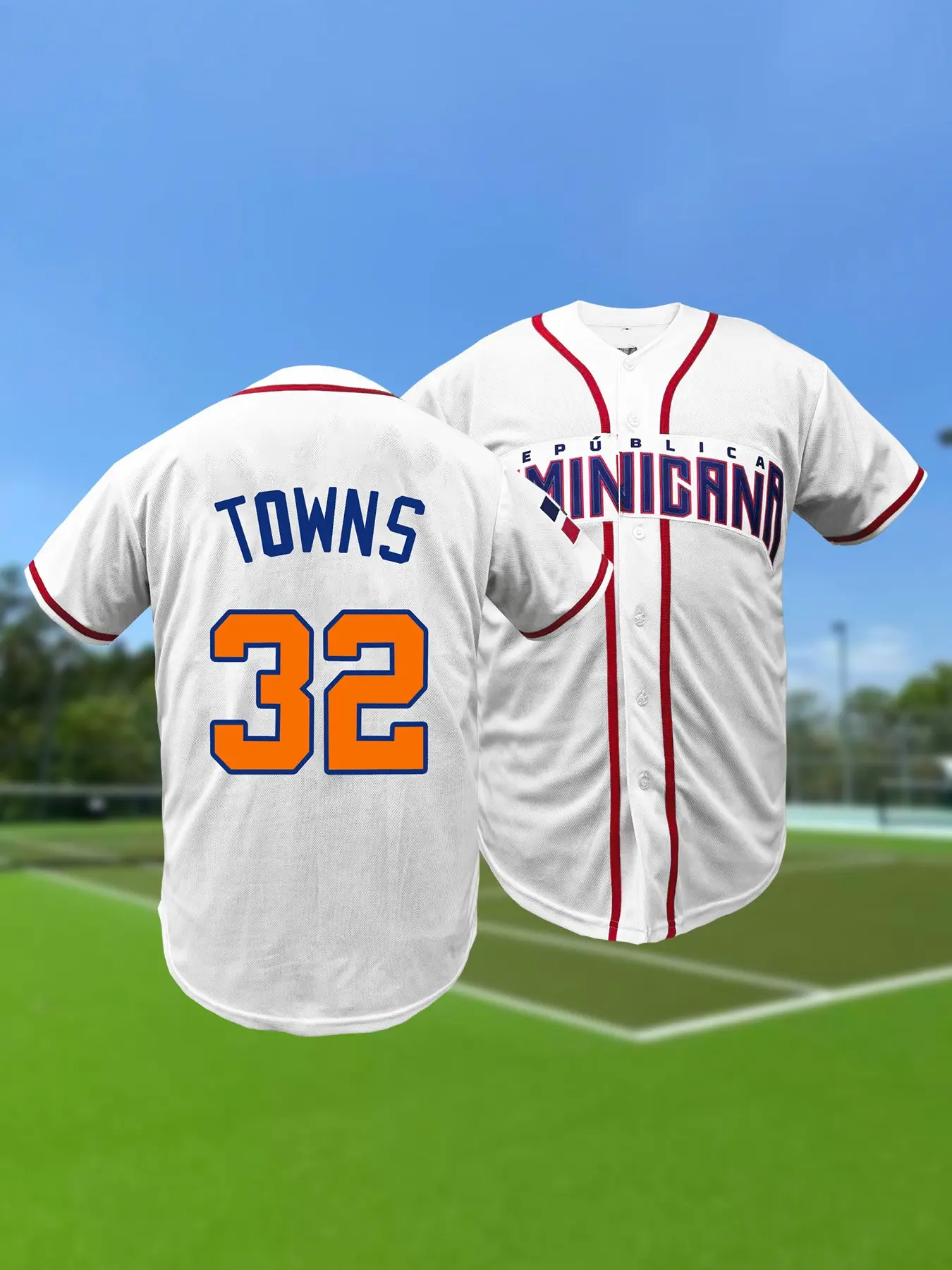 Retro Dominican Republic #32 Embroidered Baseball Jersey Unisex Short Sleeve Casual Shirt for Men Women Baseball Fans Gift
