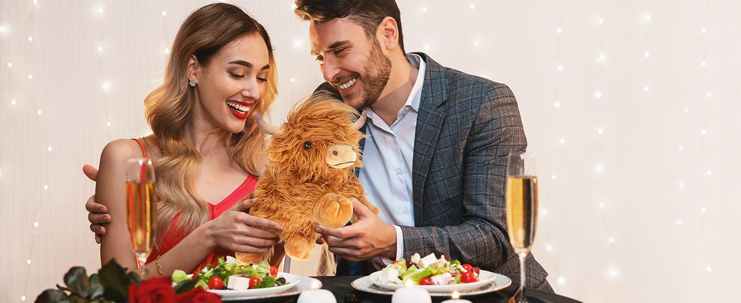 Highland Cow Stuffed Animals, Microwavable Stuffed Animals Heating Pad for Cramps, Pain Stress Relief, Heatable & Coolable Lavender Scented Cow Plush Toy for Anxiety, Women Kid Bedtime Highland Cattle