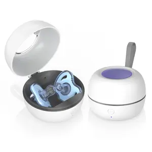 Upgraded Portable Sanitizer, UV Light Sanitizer Box, 99.99% Cleaned in 3 Minutes, 90 Cycles, USB Rechargeable, Ultra Sonic Retainer Cleaner for Mouth Guard Denture SanitizerOn The Go (Large White)