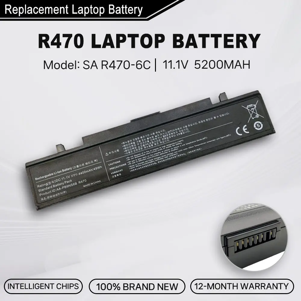 Samsung Laptop Replacement Battery for R470 R428 R430 R467 R480 Rv410 Rf410 Q320 P530, 11.1v 5200mah, Smart Protection Chip