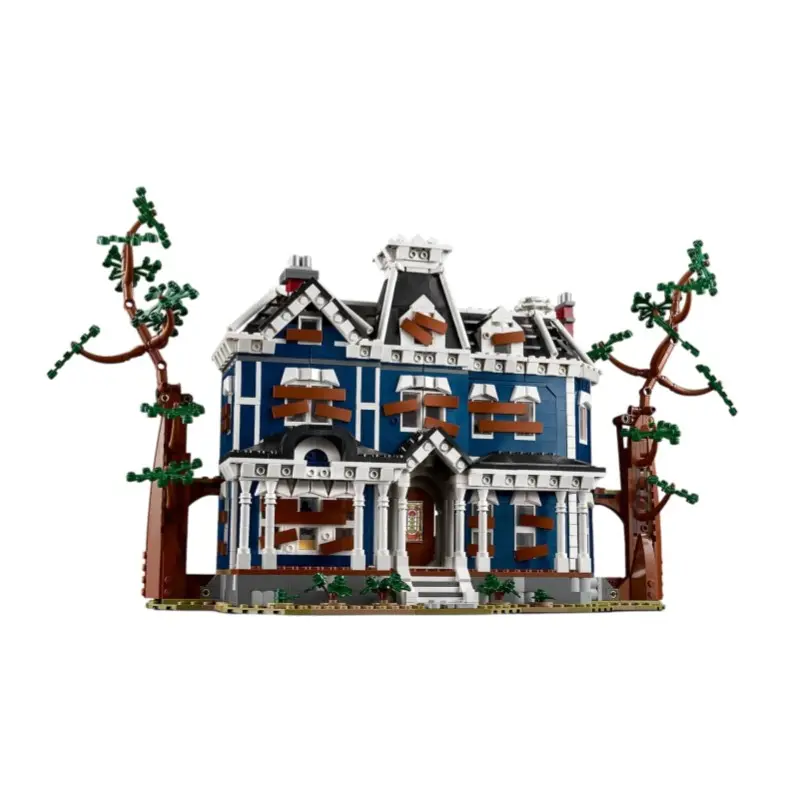 2593 Pieces Clear House Toy Blocks, Building Block Sets, Retro Dark Suspense Film Style, Complete Assembly of Ruined Mansion, Suitable for Adults, High Difficulty Puzzle
