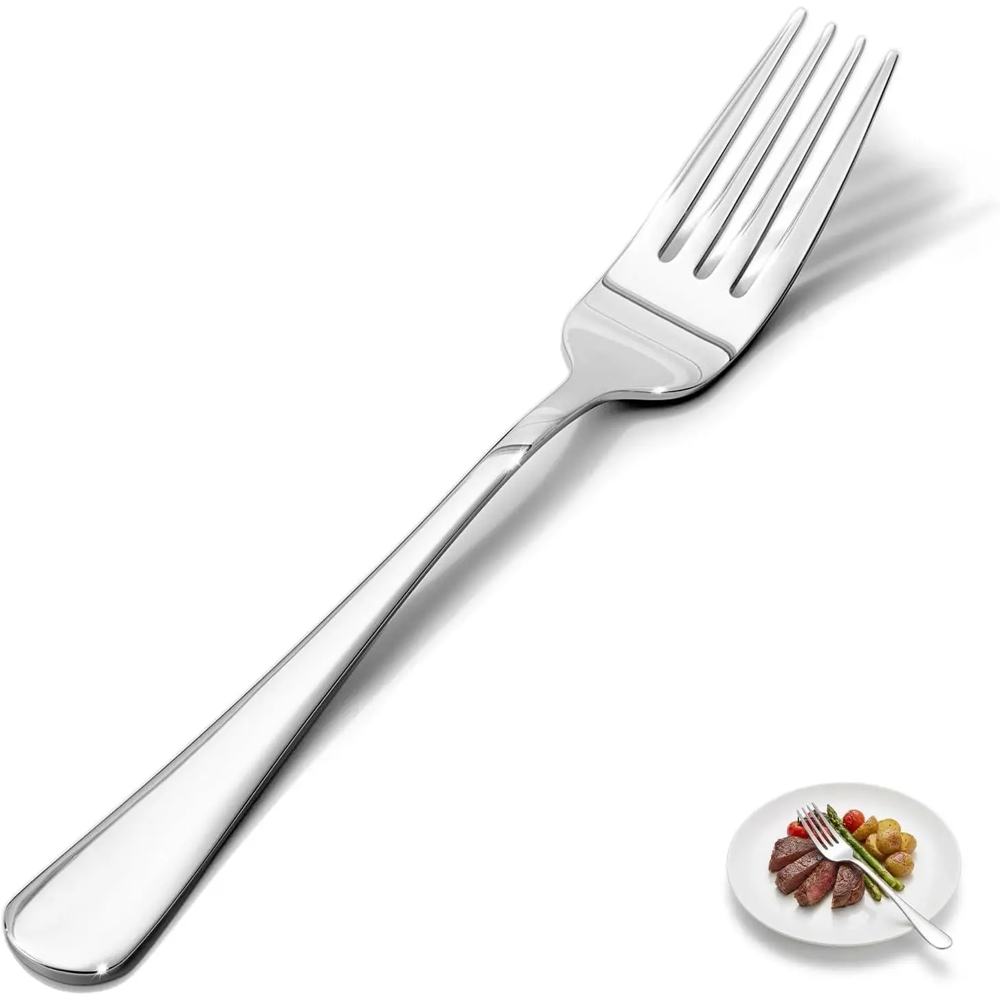 8.17 Inch Dinner Forks, Set of 4,  Grade Stainless Steel Flatware, Mirror Polished, Smooth , Dishwasher Safe for  Kitchen Restaurant Party