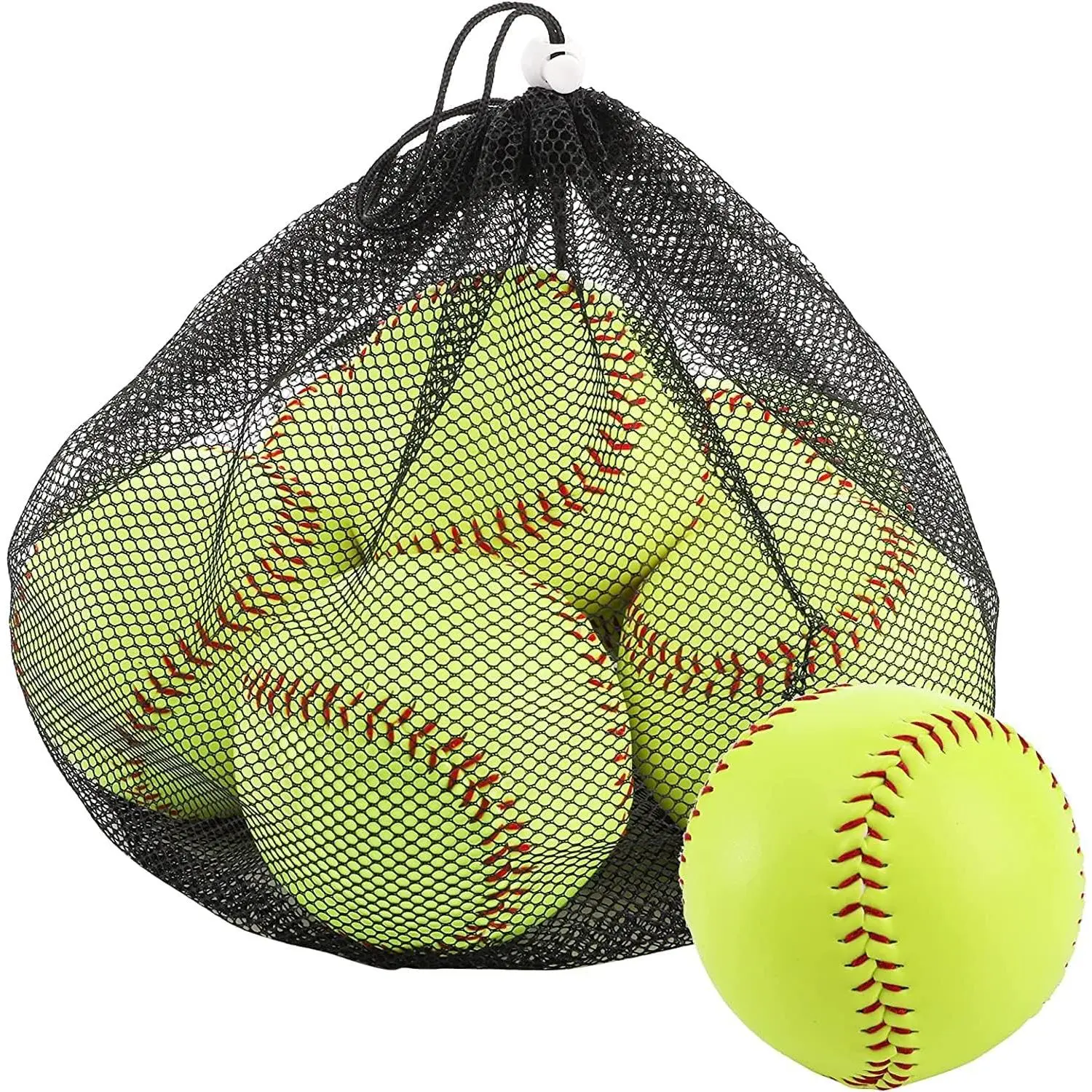 6 Pack Sports Practice Softballs, 12-Inch Official Size and Weight Slowpitch Softball, Unmarked & Leather Covered Training Ball for Games, Practice and Training