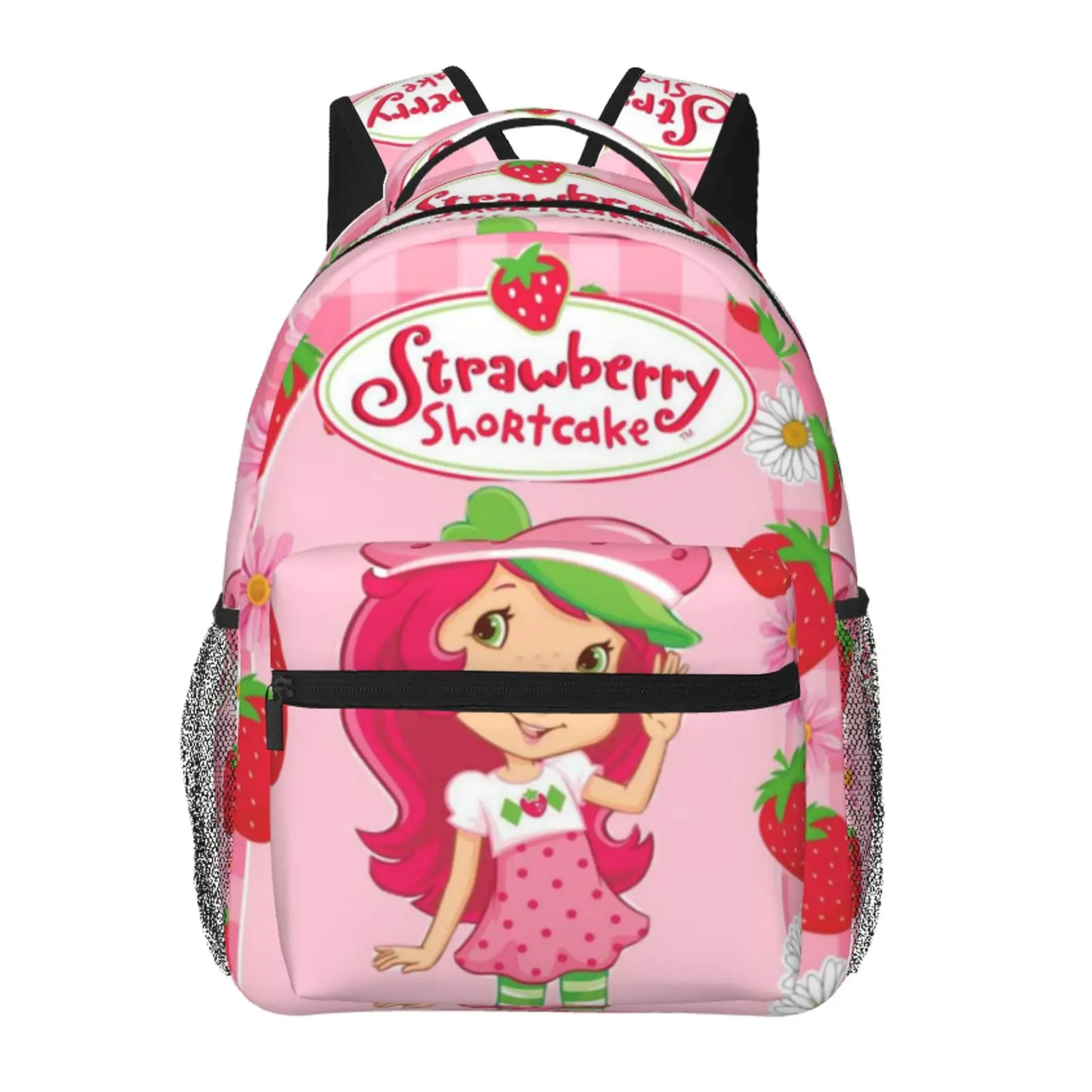 Anime Backpack Strawberry Shortcake2 School bag Cute Girls Boys Teens Backpacks Kawaii Kids Lightweight backpack with adjustable straps Bookbag with for office travel bag