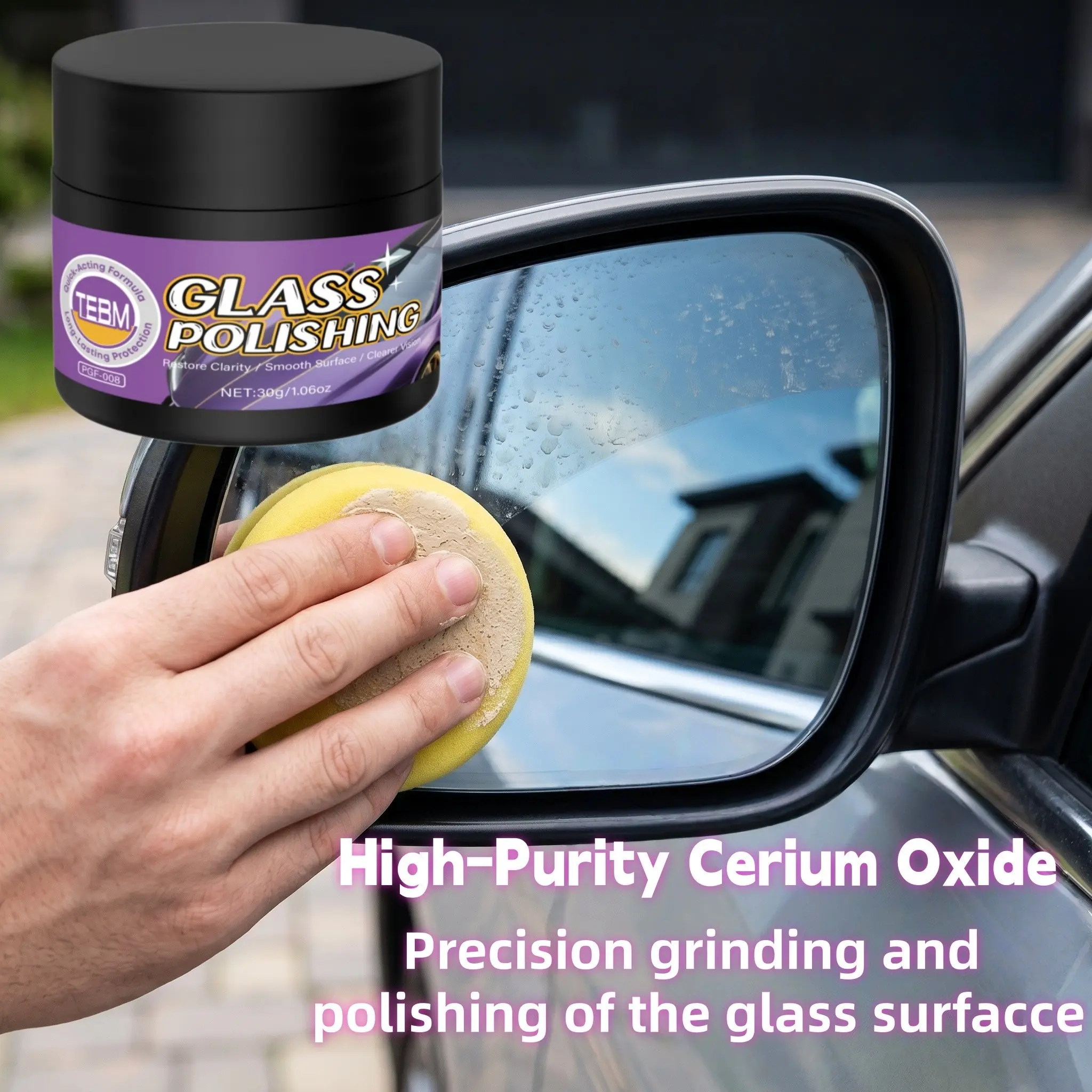 Glass Polishing Powder Ultra-Fine Rare Earth Abrasives, Removes Old Water Stains and Spots, Universal for Car Lights and Mirrors
