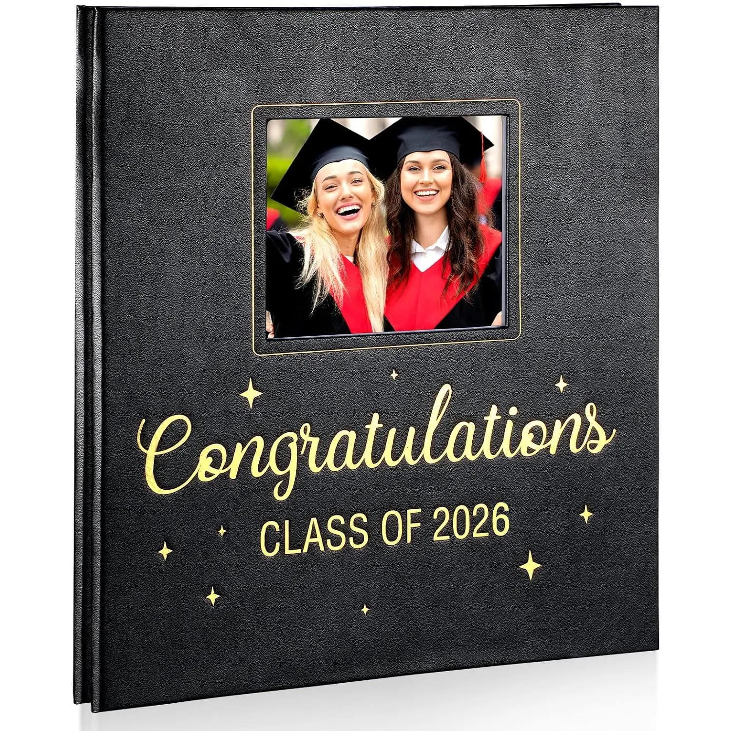 Class of 2026 Graduation Album Self Adhesive Photo Scrapbook Congratulations 2026 Graduation DIY Album Leather Cover Memory Scrap Book with 40 Sticky Pages for 3x5 4x6 5x7 8x10 Pictures
