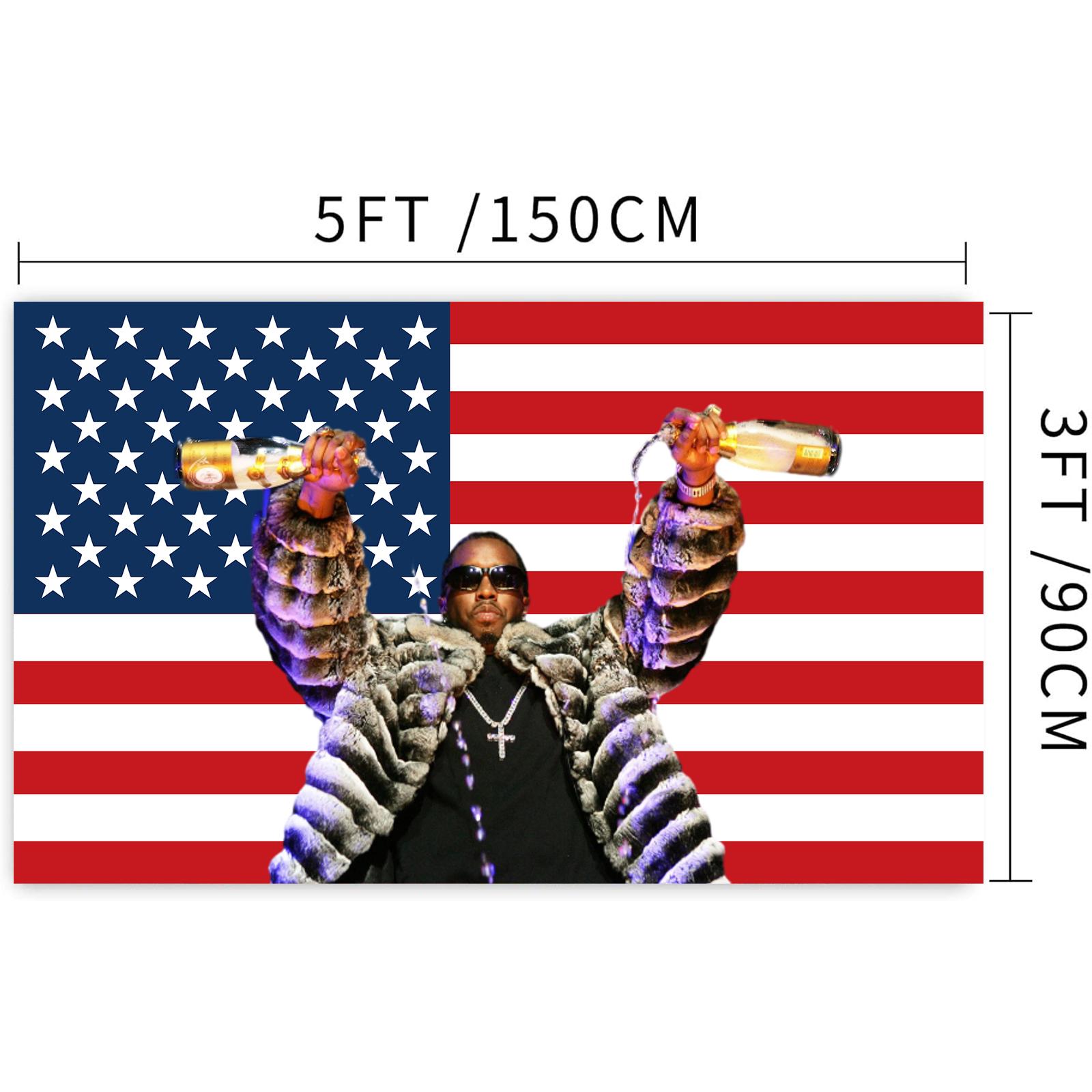 'Diddy' Combs  American Tapestry Rap singer hands two hands pouring champagne flag banner  Man Cave Wall Decor