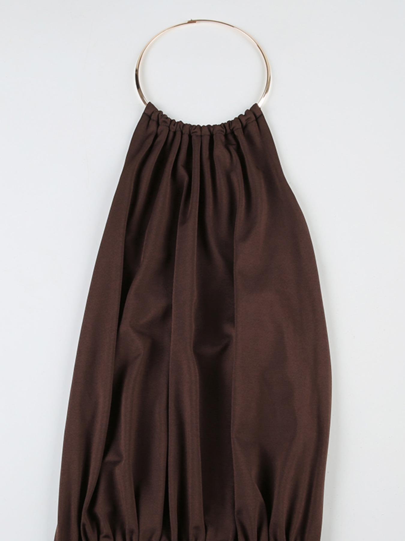 Women's Plain   Halter Neck Dress, Fashion Casual Sleeveless Short Dress for Party Club Dating Wear, Ladies Summer Clothes