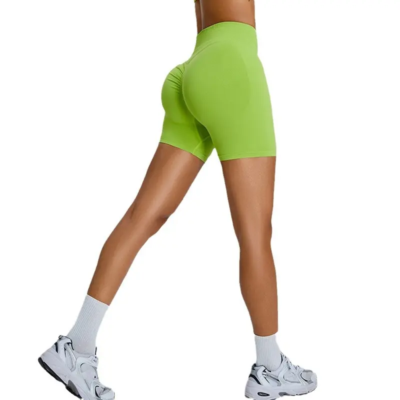 NBGRLVS women seamless three quarter fitness shorts high waisted peach butt lifting sports shorts tight fitting quick dry yoga shorts perfect for gym workout running yoga daily wear comfortable breathable moisture wicking
