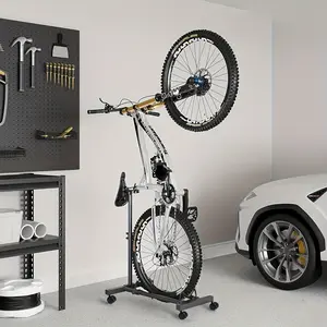 Vertical Bike Stand, Adjustable Height Indoor Bicycle Rack, Floor-Standing Bike Holder, Fits Up to 29-Inch Wheels, Garage & Apartment Use