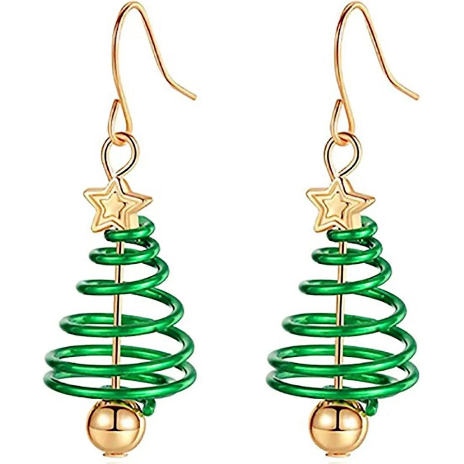 Christmas Tree Jingle  Earrings for Women  Plated Funny Cute Red Green Tinkerbell Wreath Colorful Ornament Chain Lightweight Dangle Drop Earrings for Family  Xmas Festival Party  Gifts
