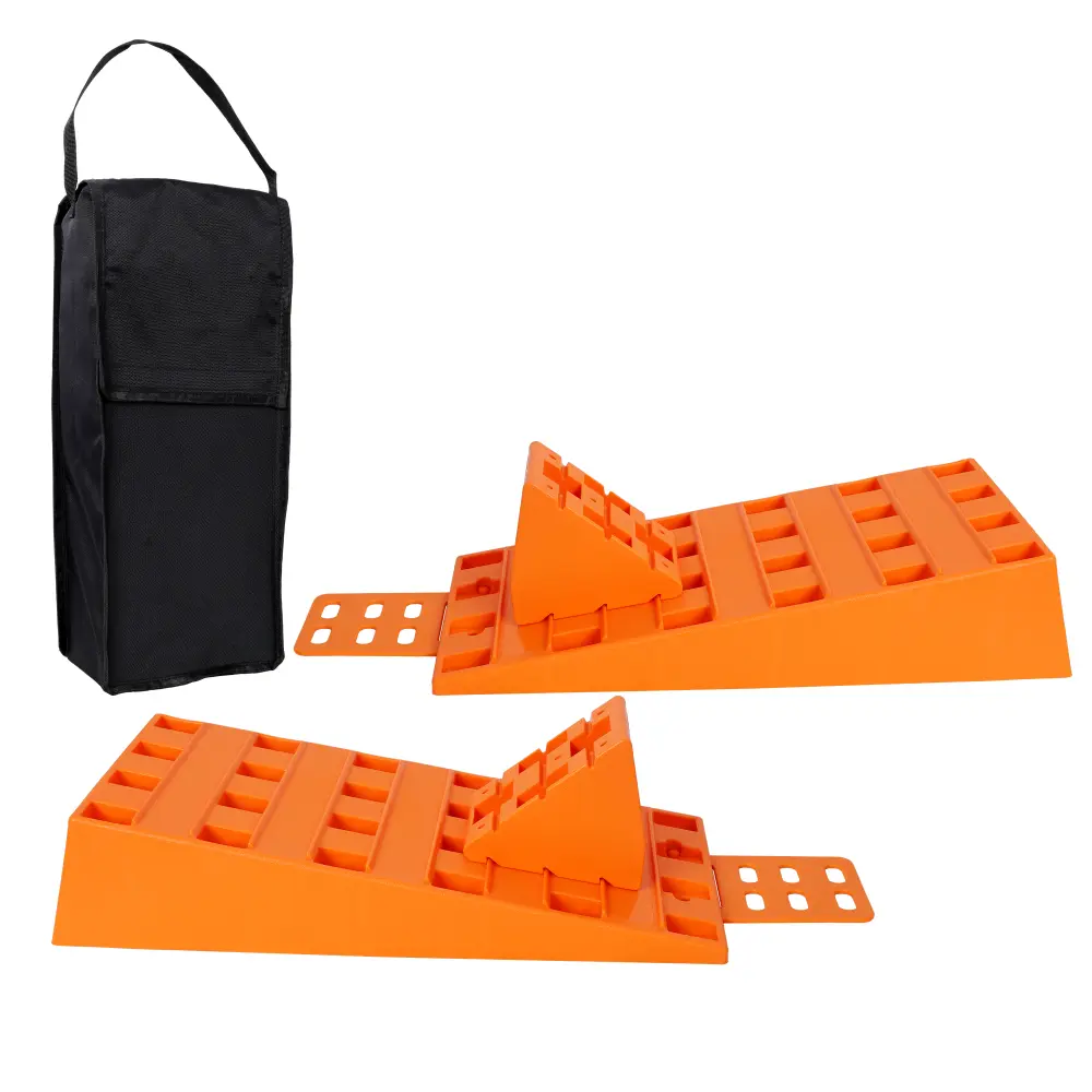 5T RV Leveling Ramps Set, Heavy Duty Caravan Leveler Blocks with 2 Wheel Chocks, Camper Trailer Stabilizer Ramps for Motorhome, Travel Trailer, Fifth Wheel, RV Parking Leveling Kit, Portable Carry Bag Included