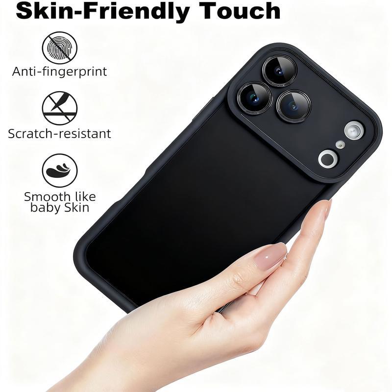 Cartoon joyful Face Pattern Mobile Phone Case Black Anti-Fall Mobile Phone Case Full Lens Cover/Simple/Anti-Fall/ Phone Cases Suitable for IPhone17,16, 15, 14, 13, 12, 11,pro Promax Plus Air Protective Protection Protector Smartphone